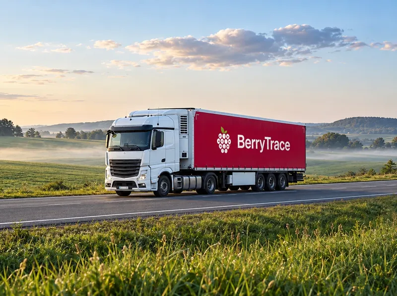 BerryTrace truck on a highway through morning fields
